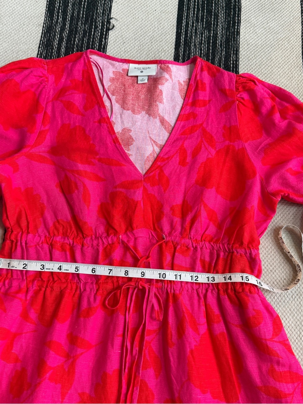 Kate Spade Women's floral Classic Rose Linen Long Sleeve Maxi Dress Size M - Picture 9 of 13